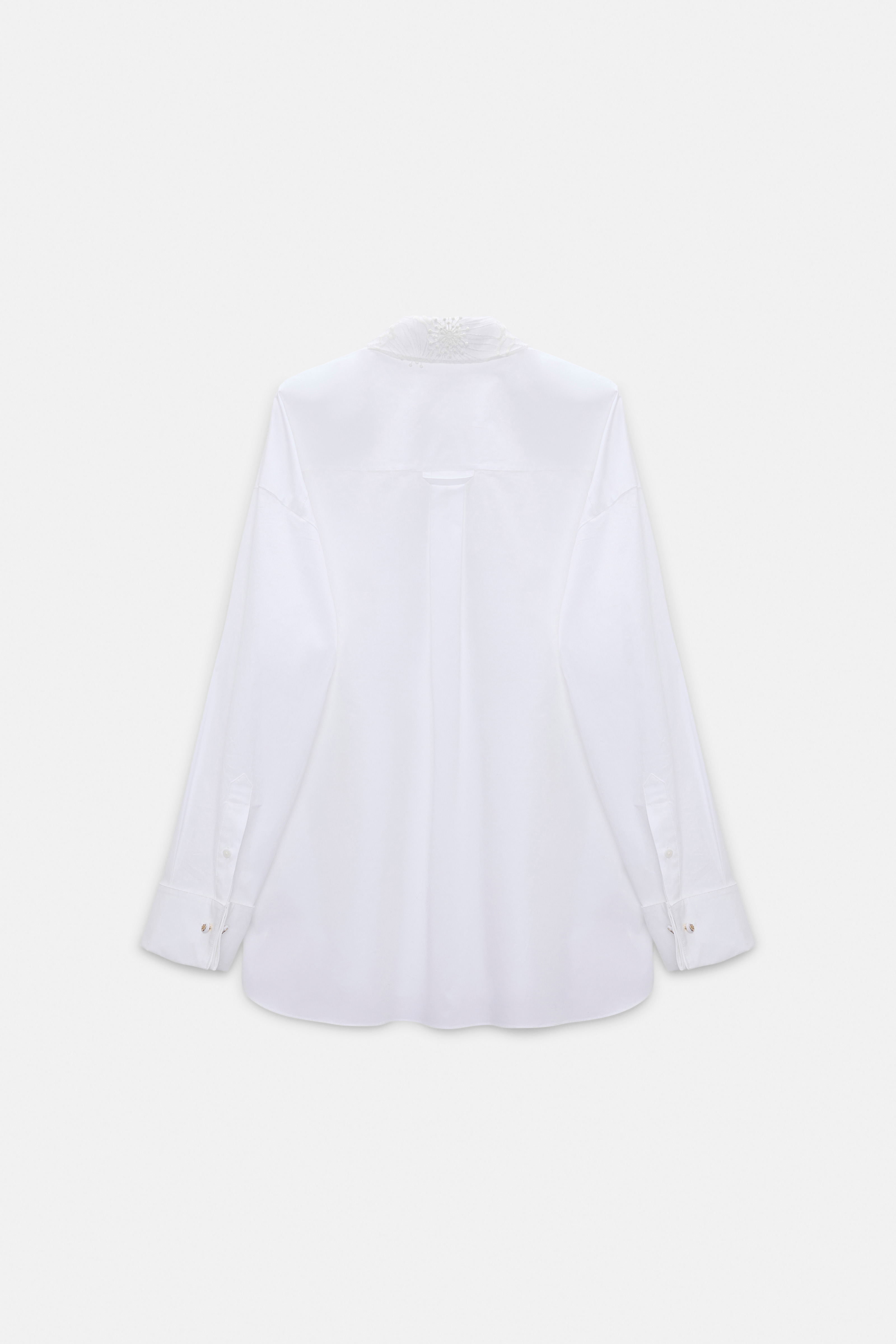 Dorothee Schumacher Cotton poplin shirt with floral collar pure white